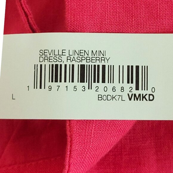Seville Linen Mini Dress Raspberry Pink Sleeveless Adjustable Straps The Drop L - Picture 7 of 8